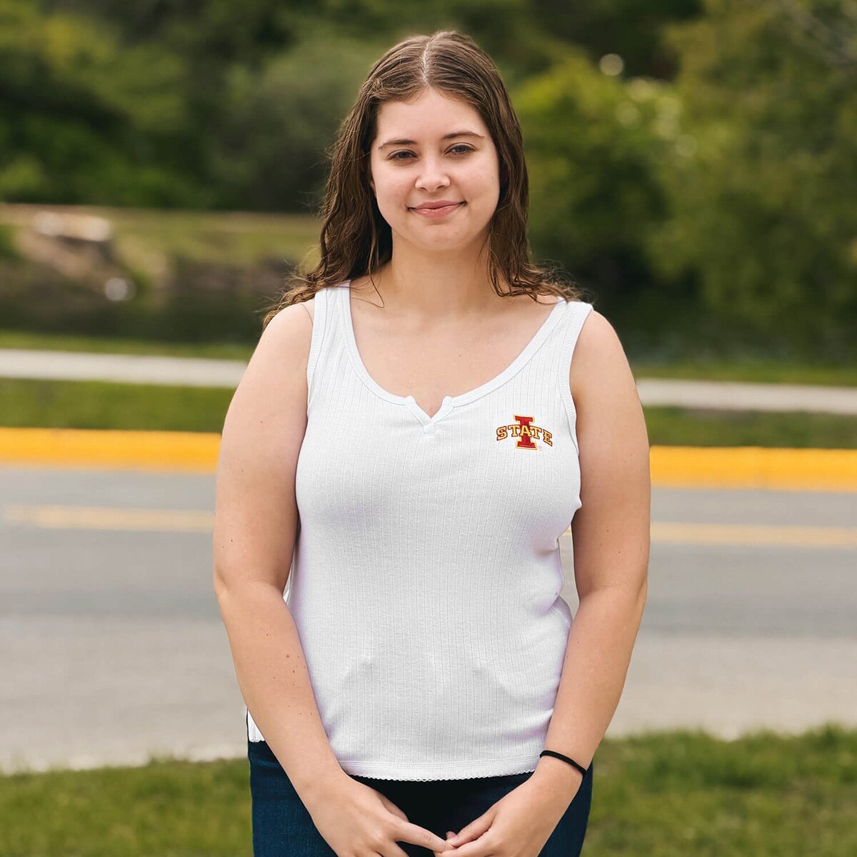 Antigua Women's I-State White Notched Tank Top